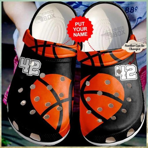 Personalized Number Heart Basketball Crocs Shoes