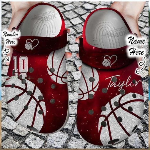 Personalized Number Love Basketball Red Crocs