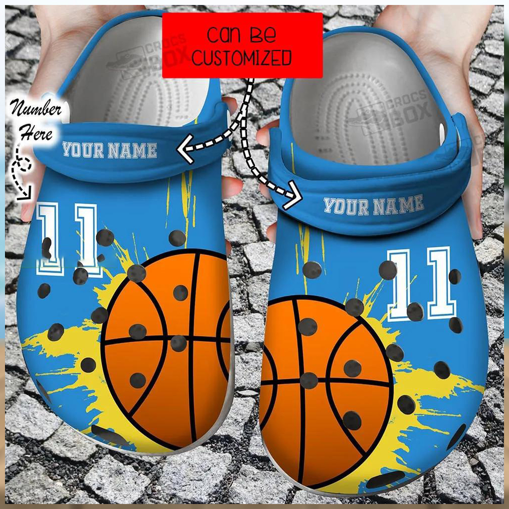 Personalized Number Lover Blue Basketball Crocs Clogs Personalized Number Lover Blue Basketball Crocs Clogs