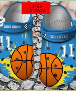 Personalized Number Lover Blue Basketball Crocs Clogs