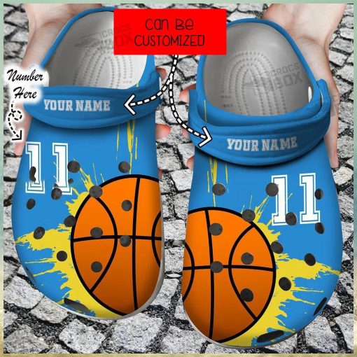 Personalized Number Lover Blue Basketball Crocs Clogs