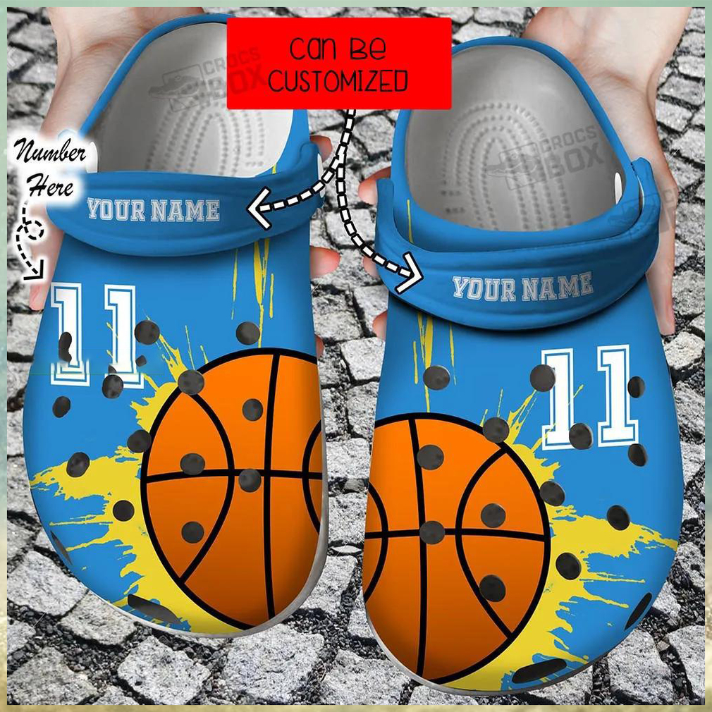 Personalized Number Lover Blue Basketball Crocs Clogs Personalized Number Lover Blue Basketball Crocs Clogs
