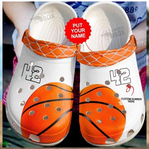 Personalized Number Lover White Basketball Crocs Shoes