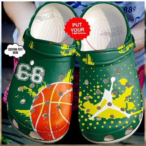 Personalized Number My Passion Basketball Green Crocs Clogs