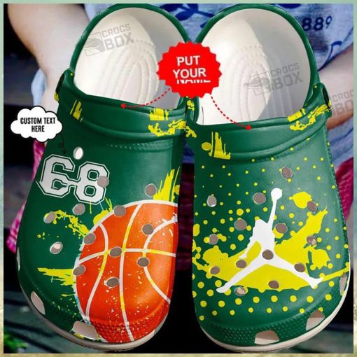 Personalized Number My Passion Basketball Green Crocs Clogs