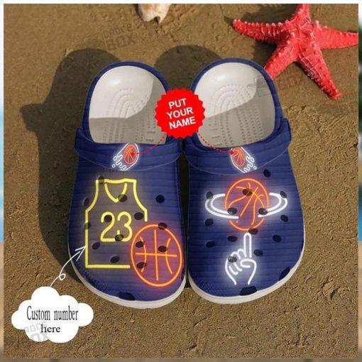 Personalized Number Neon Basketball Crocs