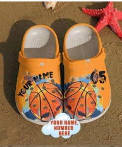 Personalized Number Orange Basketball Crocs