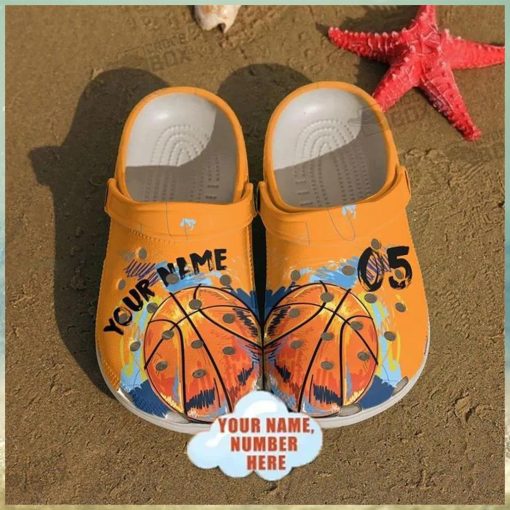 Personalized Number Orange Basketball Crocs