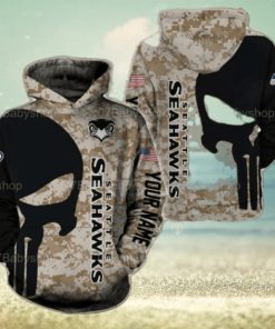 Personalized Seattle Seahawks Nfl Custom Name 3D Printed Pull Over Hoodie Zip Up Hoodie Sweatshirt Tshirt Football Gift
