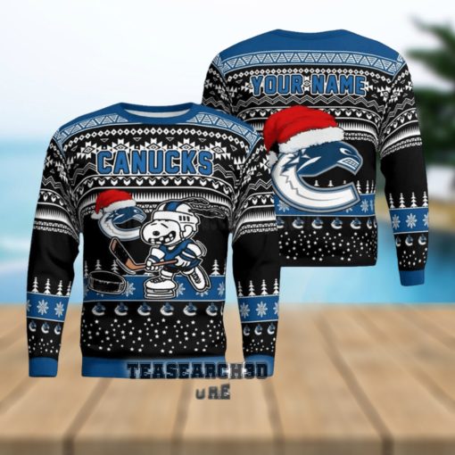 Personalized Vancouver Canucks Snoopy NHL Ugly Christmas Sweater