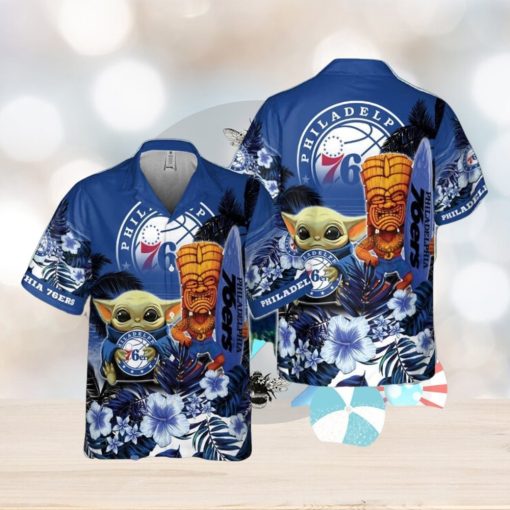 Philadelphia 76Ers Baby Yoda National Basketball 3D Association Hawaiian Shirt