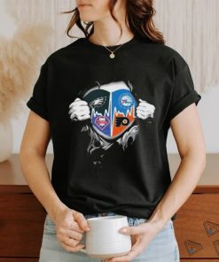 Philadelphia Eagles 76ers Phillies Flyers Heartbeat Love Ripped shirt