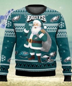 Philadelphia Eagles Funny Santa Claus 3D Christmas Sweater Ugly Christmas Sweater Christmas Gift Ideas