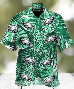 Philadelphia Eagles Retro Green Leaves Emerald Green Hawaiian Shirt