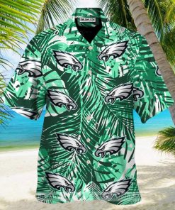 Philadelphia Eagles Retro Green Leaves Emerald Green Hawaiian Shirt