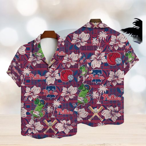 Philadelphia Phillies Hibiscus Pattern Vintage Hawaiian Shirt
