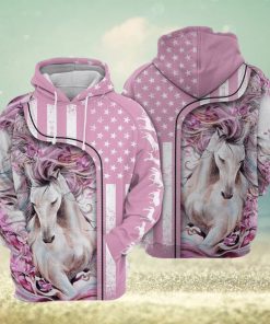 Pink Background Horse 3D Printed Hoodie