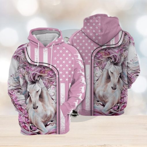 Pink Background Horse 3D Printed Hoodie