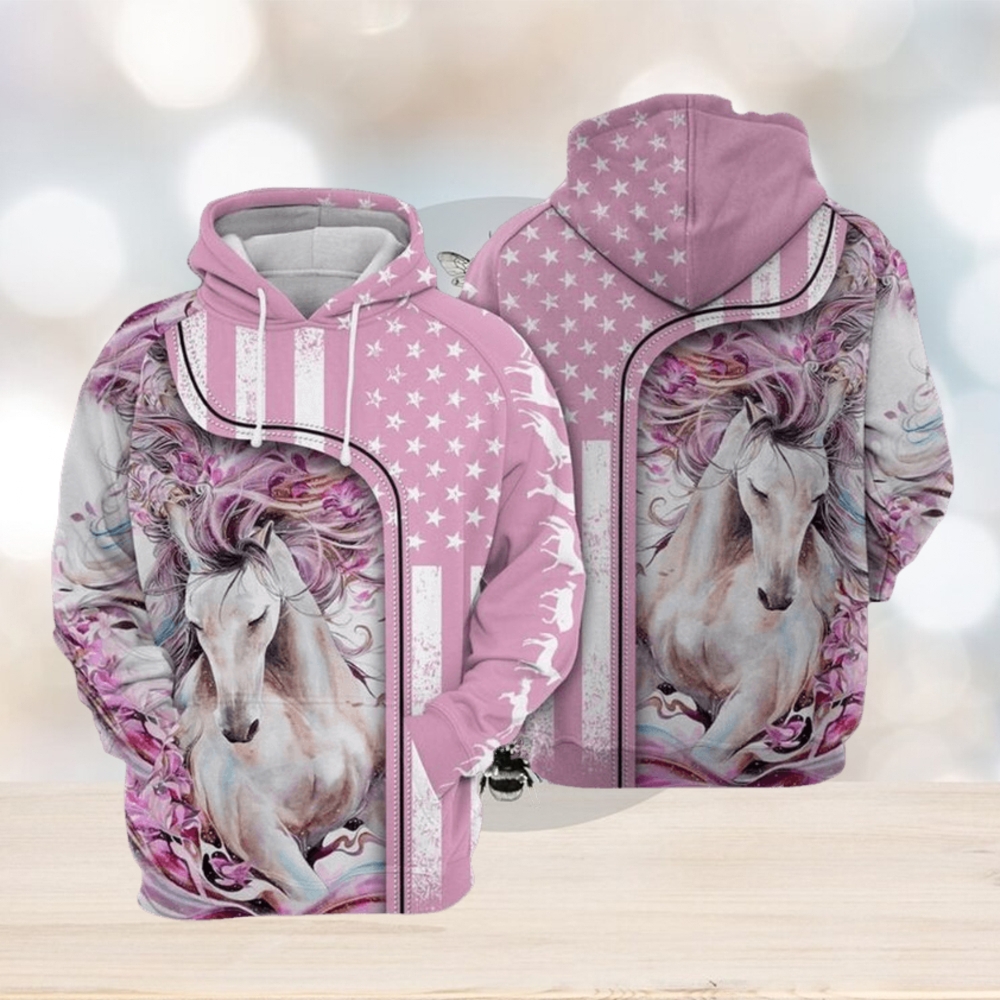 Pink Background Horse 3D Printed Hoodie Pink Background Horse 3D Printed Hoodie