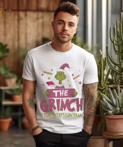 Pink teacher the grinch stole my lesson plan xmas 2023 white shirt