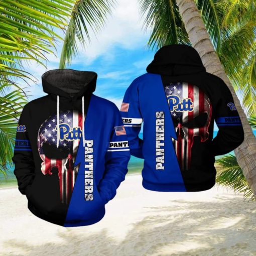 Pitt Panthers NCAA US Flag Skull 3D Printed Hoodie