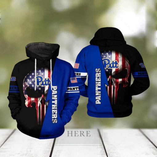 Pitt Panthers NCAA US Flag Skull 3D Printed Hoodie