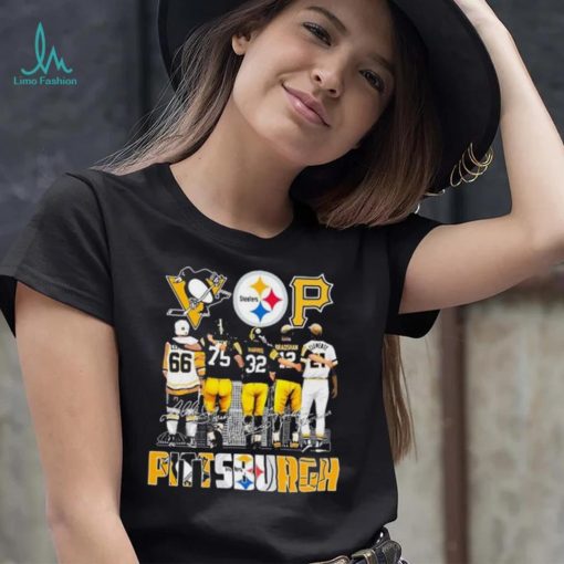 Pittsburgh Sports Teams Lemieux Greene Harris Bradshaw And Clemente Signatures Shirt