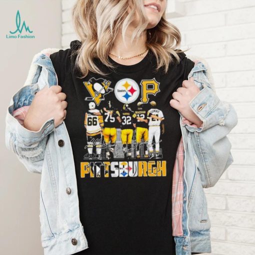 Pittsburgh Sports Teams Lemieux Greene Harris Bradshaw And Clemente Signatures Shirt