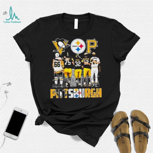 Pittsburgh Sports Teams Lemieux Greene Harris Bradshaw And Clemente Signatures Shirt