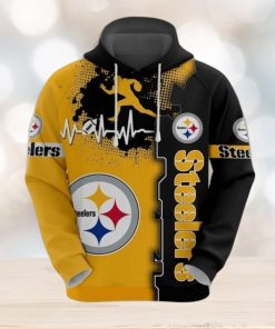 Pittsburgh Steelers 3D Hoodie Print Heart ECG Line