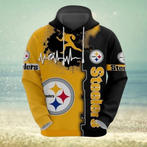 Pittsburgh Steelers 3D Hoodie Print Heart ECG Line