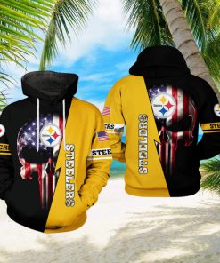 Pittsburgh Steelers NFL US Flag Skull Team 3D Printed Hoodie