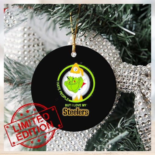 Pittsburgh Steelers Nfl Christmas Grinch I Hate People But I Love My Favorite Football Team Ornament Custom Name