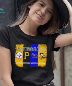 Pittsburgh city Pittsburgh Steelers Pittsburgh Pirates Pittsburgh Panthers Pittsburgh Penguins 4 teams sports logo flag retro shirt