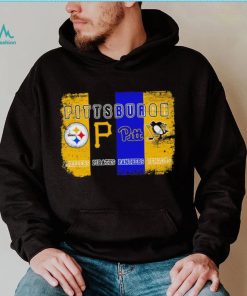 Pittsburgh city Pittsburgh Steelers Pittsburgh Pirates Pittsburgh Panthers Pittsburgh Penguins 4 teams sports logo flag retro shirt