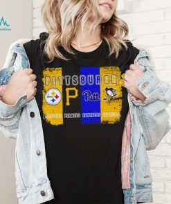 Pittsburgh city Pittsburgh Steelers Pittsburgh Pirates Pittsburgh Panthers Pittsburgh Penguins 4 teams sports logo flag retro shirt
