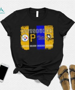 Pittsburgh city Pittsburgh Steelers Pittsburgh Pirates Pittsburgh Panthers Pittsburgh Penguins 4 teams sports logo flag retro shirt