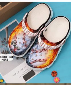 Play Ball Personalized Fire Themed Baseball Classic Comfort Clog Footwear