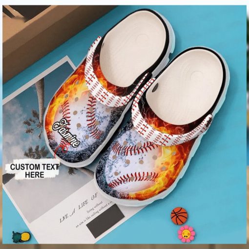 Play Ball Personalized Fire Themed Baseball Classic Comfort Clog Footwear