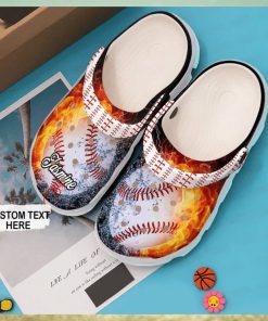 Play Ball Personalized Fire Themed Baseball Classic Comfort Clog Footwear