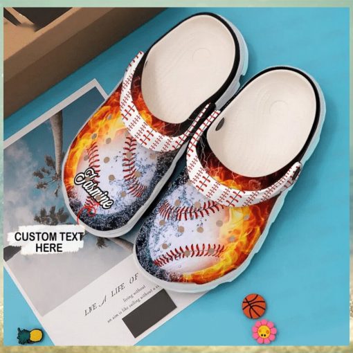 Play Ball Personalized Fire Themed Baseball Classic Comfort Clog Footwear