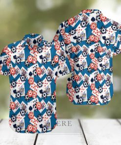 Poker seamless blue pattern hawaiian shirt