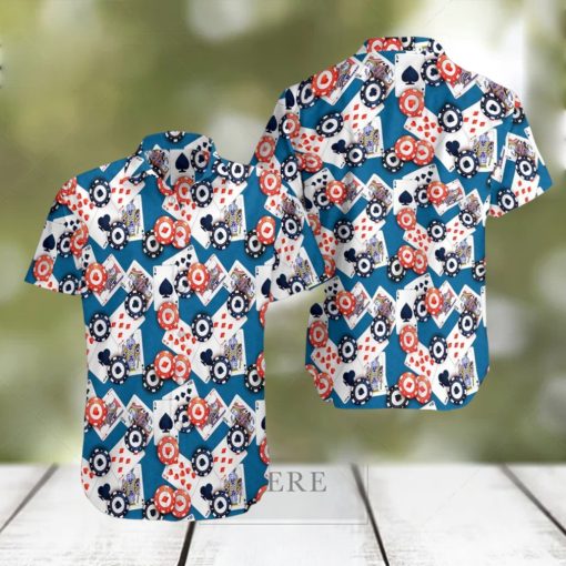 Poker seamless blue pattern hawaiian shirt