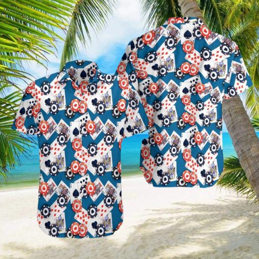 Poker seamless blue pattern hawaiian shirt