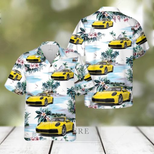Porsche 911 Racing Yellow 3D Hawaiian Shirt Beach Lover Gift
