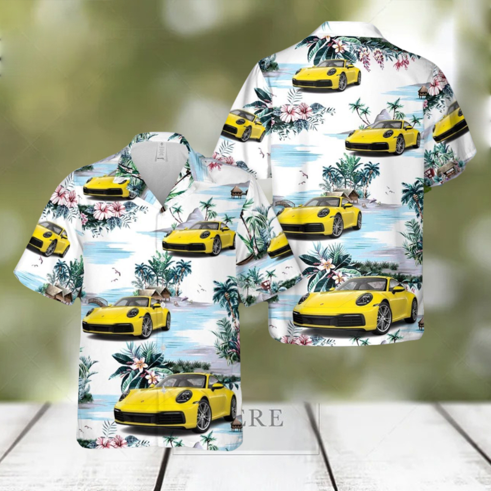 Porsche 911 Racing Yellow 3D Hawaiian Shirt Beach Lover Gift Porsche 911 Racing Yellow 3D Hawaiian Shirt Beach Lover Gift