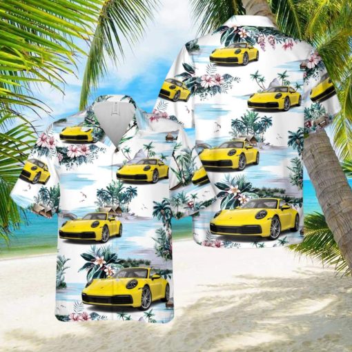 Porsche 911 Racing Yellow 3D Hawaiian Shirt Beach Lover Gift