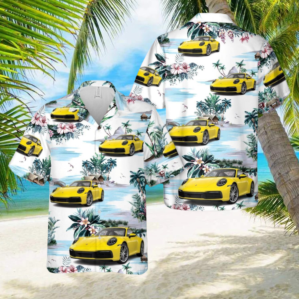 Porsche 911 Racing Yellow 3D Hawaiian Shirt Beach Lover Gift Porsche 911 Racing Yellow 3D Hawaiian Shirt Beach Lover Gift