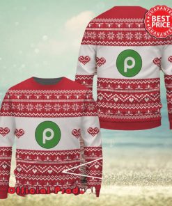 Publix Red White Design Logo Snowflake Heart Ugly Christmas Sweater