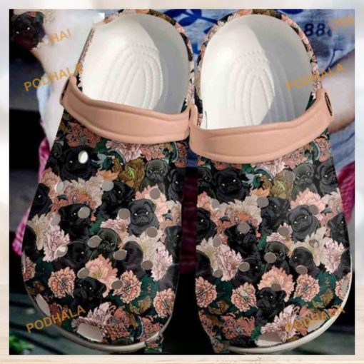 Pug Flowers Garden Clogs